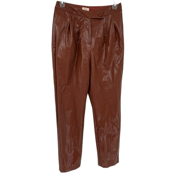 Camila Coelho Filomena Pant in Cognac size Large Women’s Faux Leather Lined - Picture 3 of 13